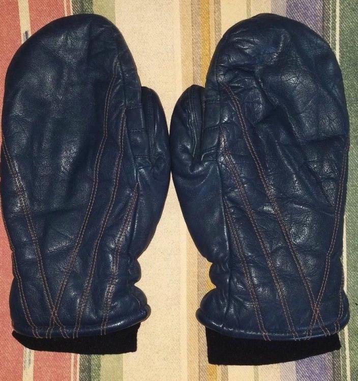 Vintage leather ski mittens men large