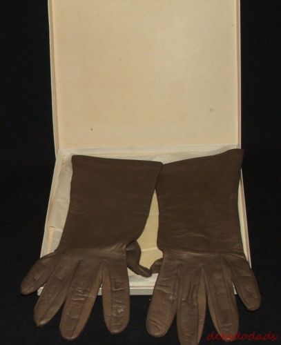 Vintage Women's Brown Leather Gloves Size 7 Made In Philippines