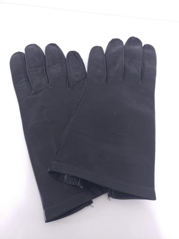 Vintage Ladies Black Driving Everyday Leather Gloves Sz 7 Small Italy