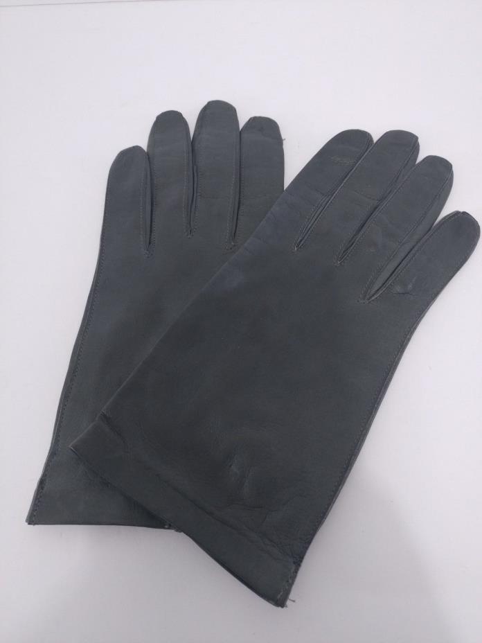 Vintage Ladies Gray Leather Gloves Sz 6.5 Silk Lined Small Germany Bloomingdales