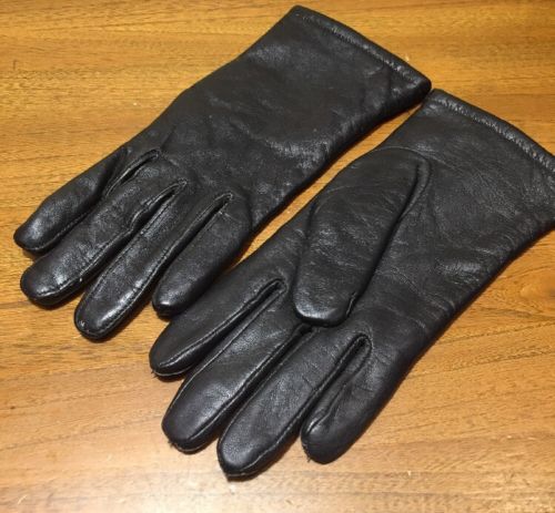 VINTAGE Black Leather Gloves Lined NETZ Sz 2 WOOL Driving SOFT LEATHER