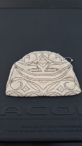 ANTIQUE PURSE EVENING BAG HANDBAG ORNATE BEADED FRENCH FRANCE VINTAGE