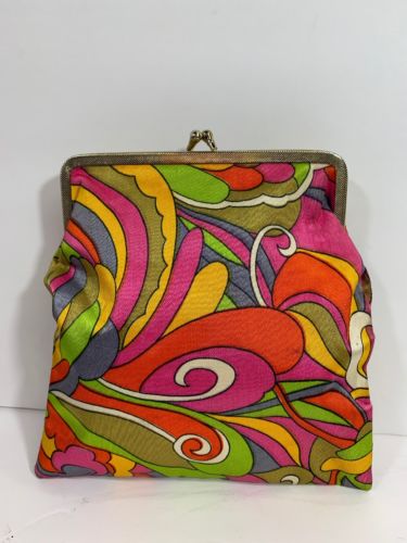 Vintage 60’s Wallet Clutch PSYCHEDELIC COLORFUL HIPPIE Paisley Wild Child