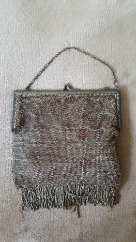 VINTAGE Beaded Purse With STERLING Frame