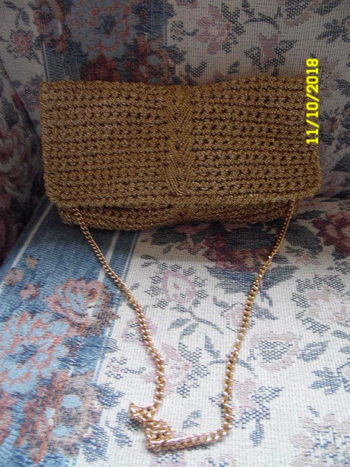 Walborg Women's Gold Knit Purse Handbag Made In Italy (NWOT)