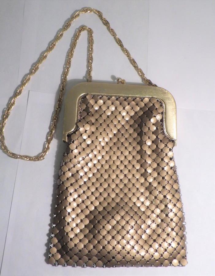 Vintage Whiting Davis Mesh Purse Evening Bag Bronze Metal Large Jumbo 10 In Long