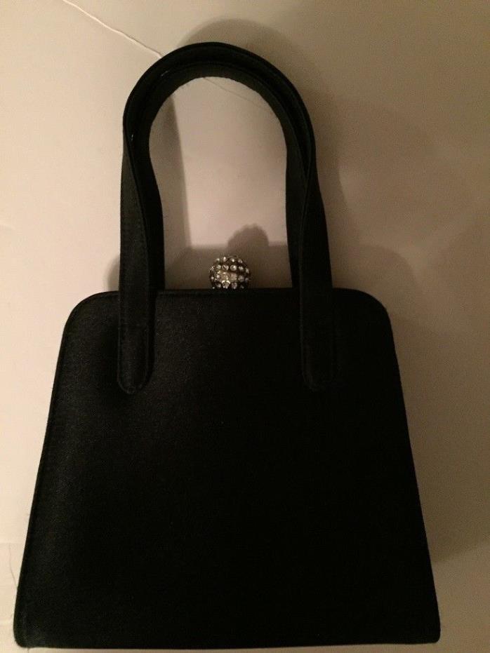 Enzo ANGIOLINI Black Satin Evening Handbag--Purse