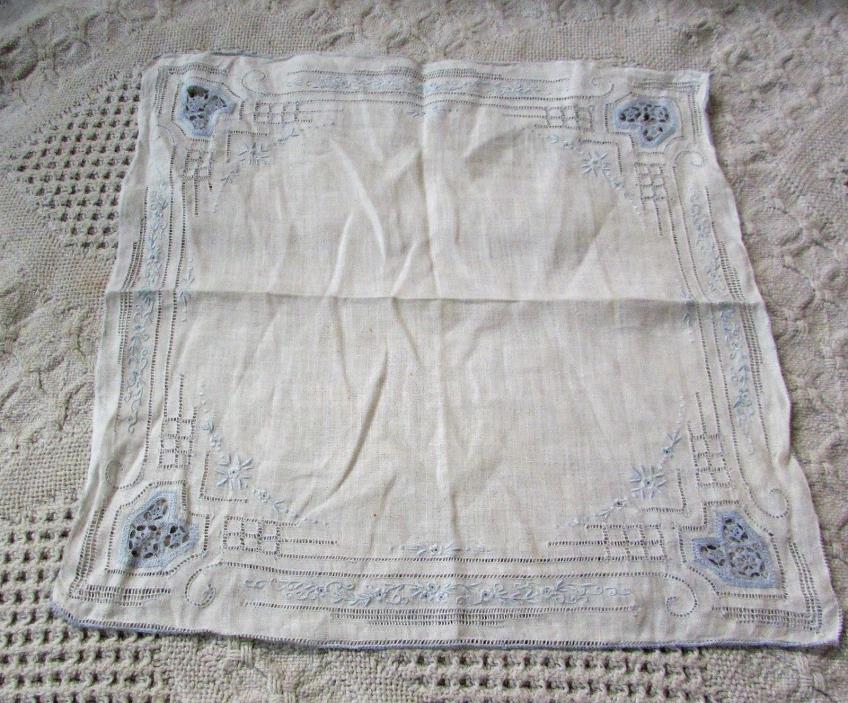 Vintage Handkercheif With Embroidered Flowers & Other Designs