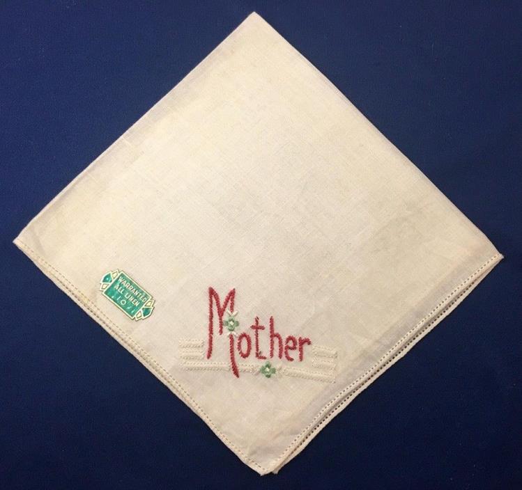 Vintage - Mother's Day Handkerchief Hankie Warranted All Linen 10 Label 