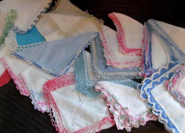 LOT of 16~Fine Tatted Crocheted Lace Vintage Hanky Handkerchiefs~Estate Fresh!