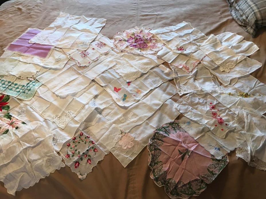 Lot of 27 Assorted Vintage Handkerchief Hankies