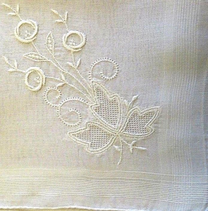 656 Vintage Handkerchief 656  White Wedding Bridal
