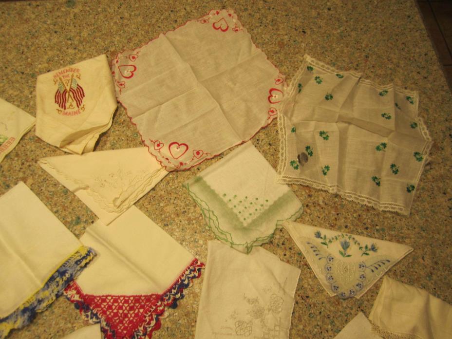 Vintage Hankie 16 Ladies Hankies Hanky Handkerchief  As Found