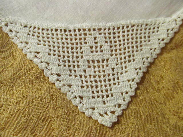 Monogram A White Hanky Handkerchief~Vintage Crochet Filet Lace~Wedding~Bride