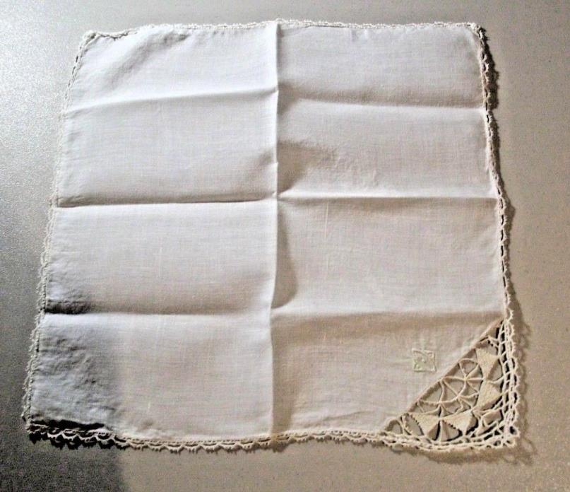 Lot of 9 Antique Linen Embroidered Decoration Handkerchiefs with Crochet Lace