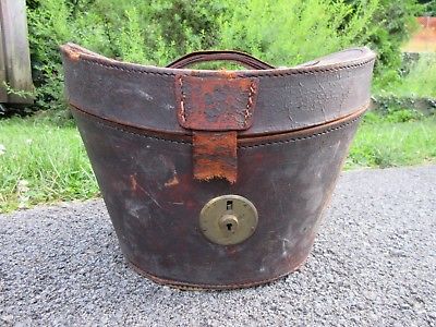 Antique Leather Hat Box Named Old Labels Grand Hotel Louvre Cabin & Berth No. !!