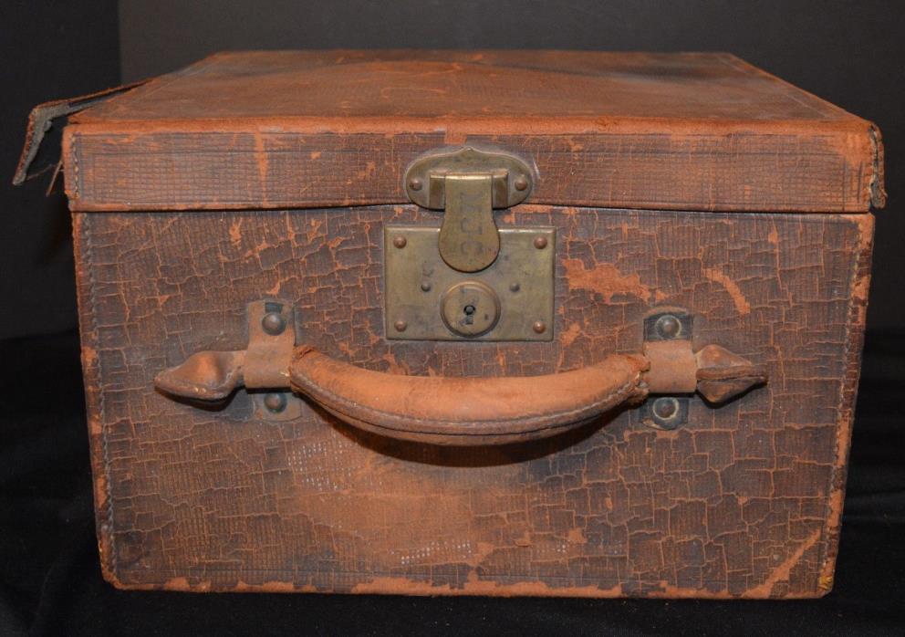 Antique Leather Hat Box  Sold AS IS No Key