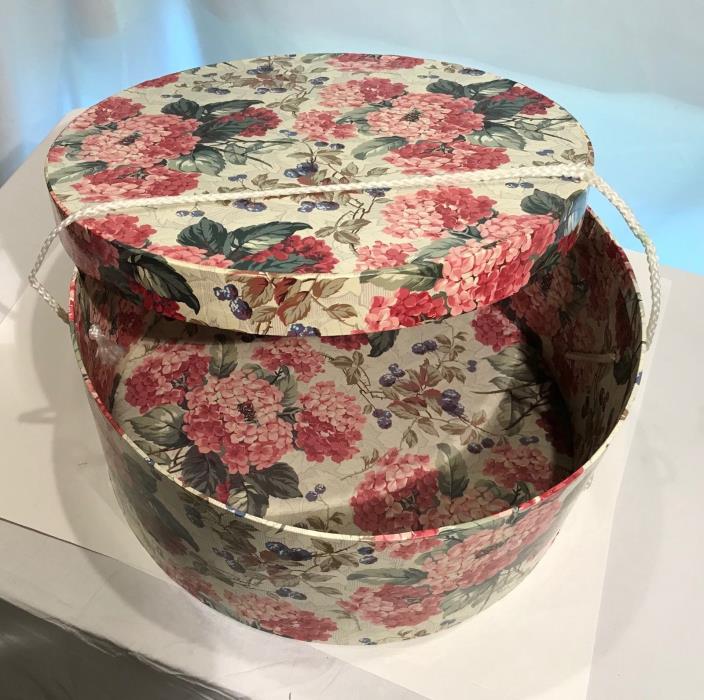 Vintage Floral Hat Box Shabby Pink Floral and Ivy Sturdy Hat Wig or Travel Case