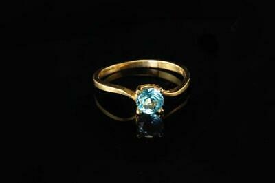 VINTAGE SWISS BLUE TOPAZ 10K GOLD RING  A61394