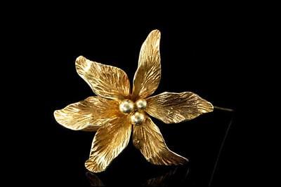 RARE VINTAGE TIFFANY & Co. 14K GOLD FLOWER PIN BROOCH A808
