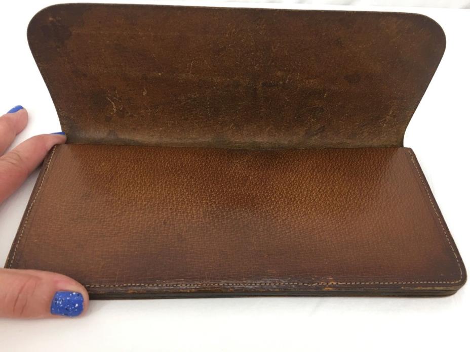 Vintage Amity Natural Pigskin Leather Accordion File Wallet