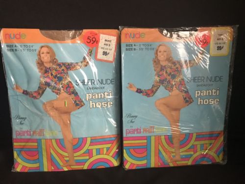 Vtg 1960s Bonny Sue by Panti Mill Lane Panti Hose Nylons Tan Beige Size B 2 PAIR