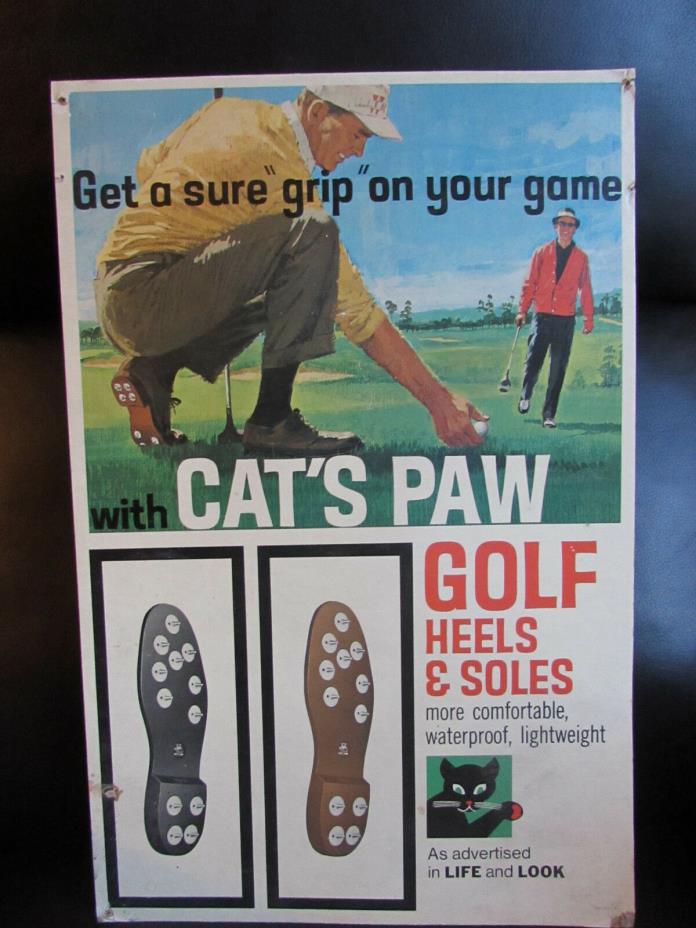 Vintage Golf Shoe Store Sign Biltrite Cats Paw Golf Heels & Soles 17