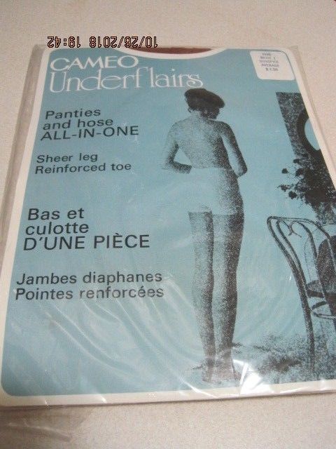 CAMEO UNDERFLAIRS Pantyhose Panties & Hose All-in-1 Vtg Beige Sunspice Avg Seale