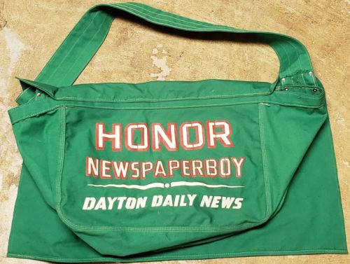 Vtg Dayton Daily News Honor Newspaperboy Green Canvas Bag Newspaper Paperboy
