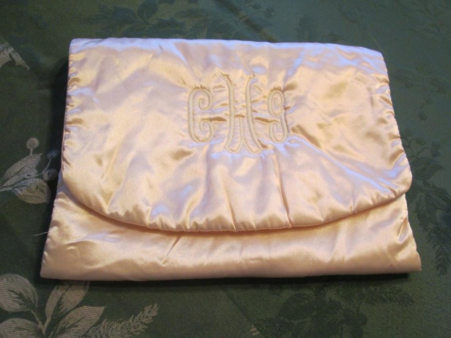 Lingerie Bag Vintage Pink Satin Monogram Large Envelope 12 1/2