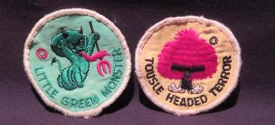 Little Green Monster & Tousle Headed Terror 2 Vintage Jacket Crest/Patches