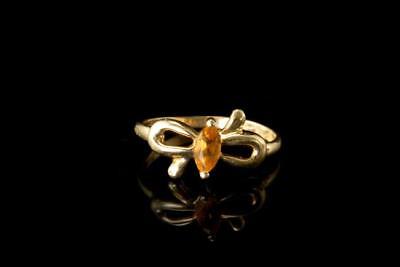VINTAGE YELLOW CITRINE BOW 10K YELLOW GOLD RING A26772