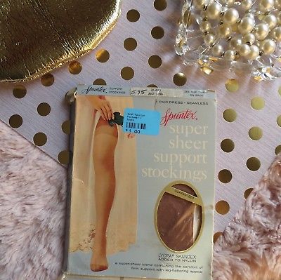 Vintage SPUNTEX SUPER SUPER SHEER SUPPORT STOCKINGS SEAMLESS Size 10 LONG (MIST)