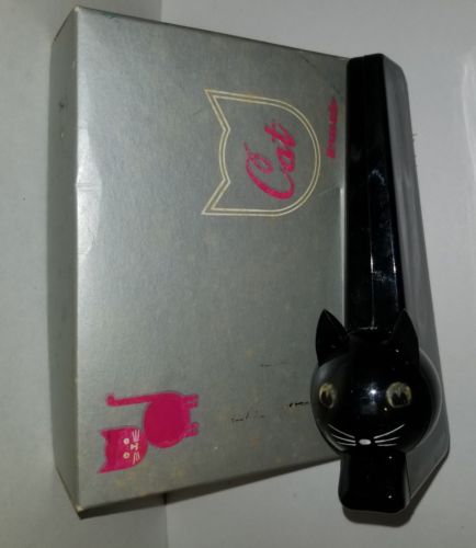 Vintage Black Cat Clothes Brush made in Japan Cat Shaped Red Bush Original Box