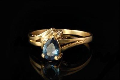 VINTAGE LIGHT BLUE AQUAMARINE DIAMOND 14K GOLD RING  A806-19