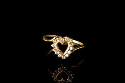 VINTAGE HEART DIAMOND 14K YELLOW GOLD RING A64967