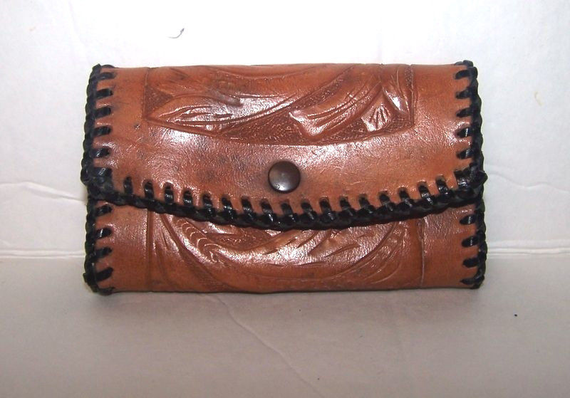 Leather Key Case Vintage 70s Honey Gold Southwest Six Hooks Hand Tooled