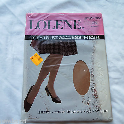 Vintage Nylon Stockings LOLENE Stockings Seam Free TWO PAIRS Size 10.5