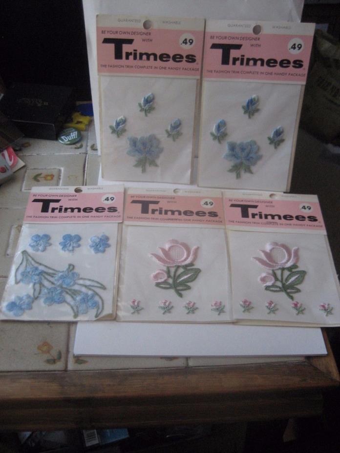 LOT-5 TRIMEES INCORPORATED 1950's EMBROIDERED APPLIQUES/NEW YORK CITY, NY/NOS