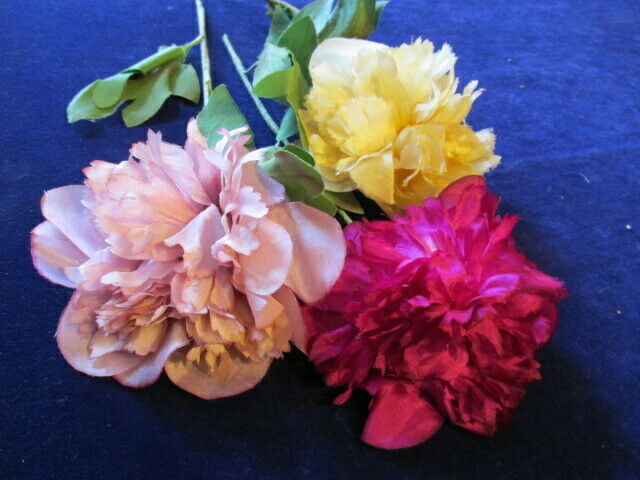 Vintage Millinery Flower Collection Peony Pink Fuchsia Gold  4-5