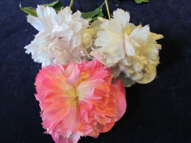 Vintage Millinery Flower Collection Peony Pink Ivory German  4-4 1/2