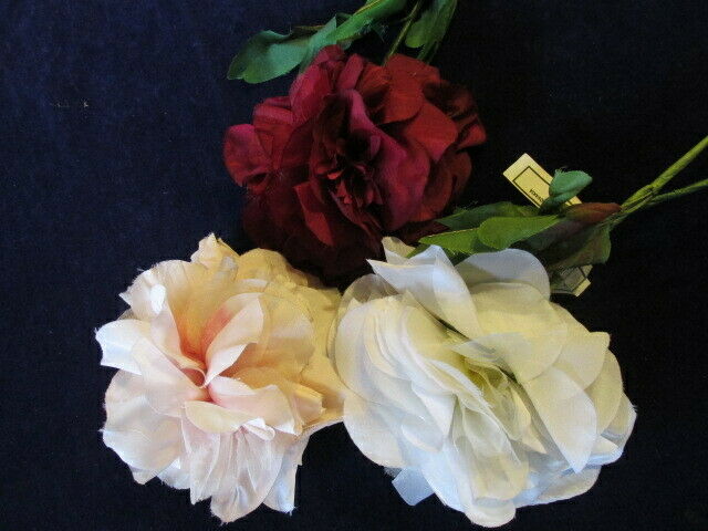 Vintage Millinery Flower Collection Peony Pink Burgundy White Czech  4
