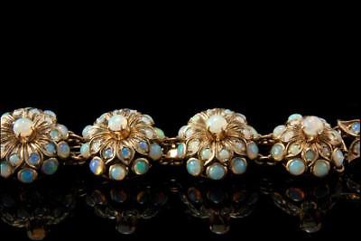 OLD VICTORIN STYLE CLUSTER OPAL 8K YELLOW GOLD BRACELET D92-01