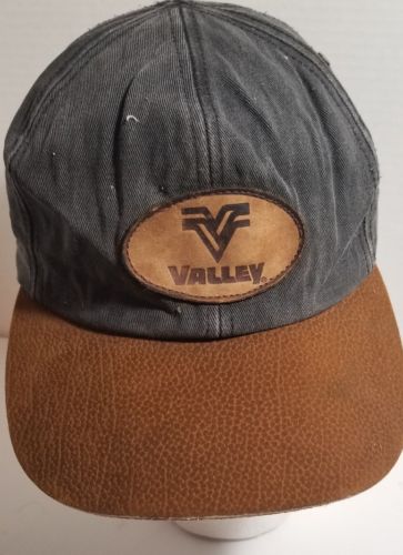 Valley Hat Cap denim Leather strapback K Products USA patch distressed faded