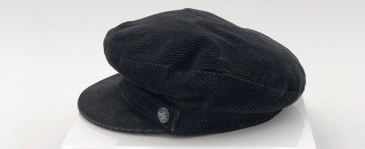 Burberry Corduroy Ivy Newsboy Hat, Vintage, Black, Size Medium