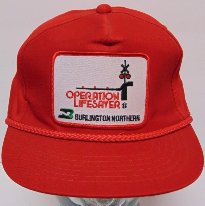 New Vtg 80s BURLINGTON NORTHERN RAILROAD OPERATION LIFESAVER Patch Snapback Hat