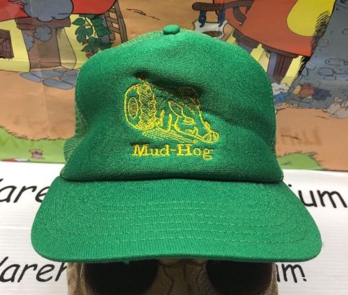 Mud-Hog Mud Hog MudHog MT Racing Tires Vintage SnapBack Hat Cap Mesh Green Truck