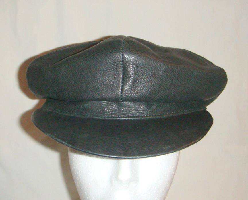 Black Leather Cap Hat Vintage Wilson Leather Pelle Studio #1803