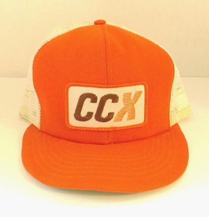 VTG SNAPBACK TRUCKER Trucking HAT Cap CCX Logo Embroidered Brown White Orange