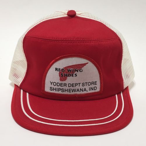 Vintage Red Wing Shoes Hat Cap Patch Mesh Foam Trucker Snapback Shipshewana USA